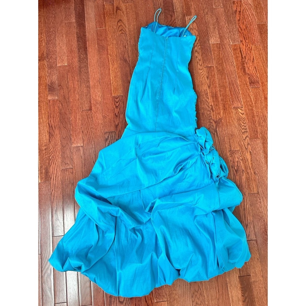 Vintage Let's Fashion Blue Layered Rouched Mermaid Gown Formal Dress Size XS - Picture 6 of 11